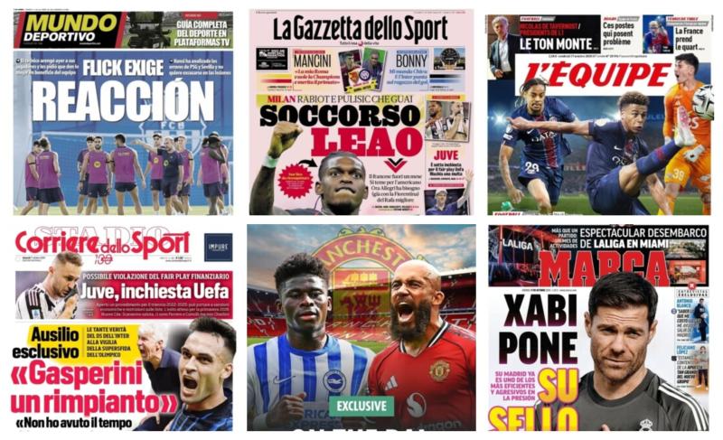 كورة استريم |أبرز عناوين أغلفة الصحف الرياضية العالمية: “استعداد برشلونة لمباريات ميامي وفياريال”