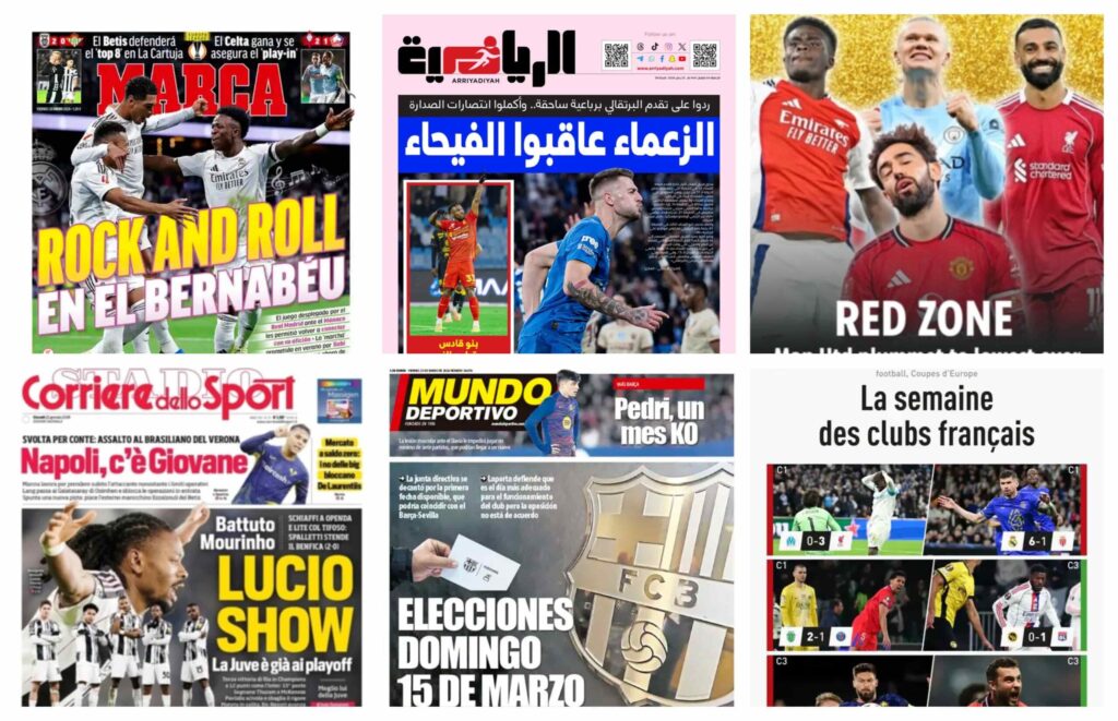 كورة استريم |أبرز عناوين أغلفة الصحف العالمية: “موسيقى الروك آند رول.. مدريد يوجه رسالة مرعبة للجميع”