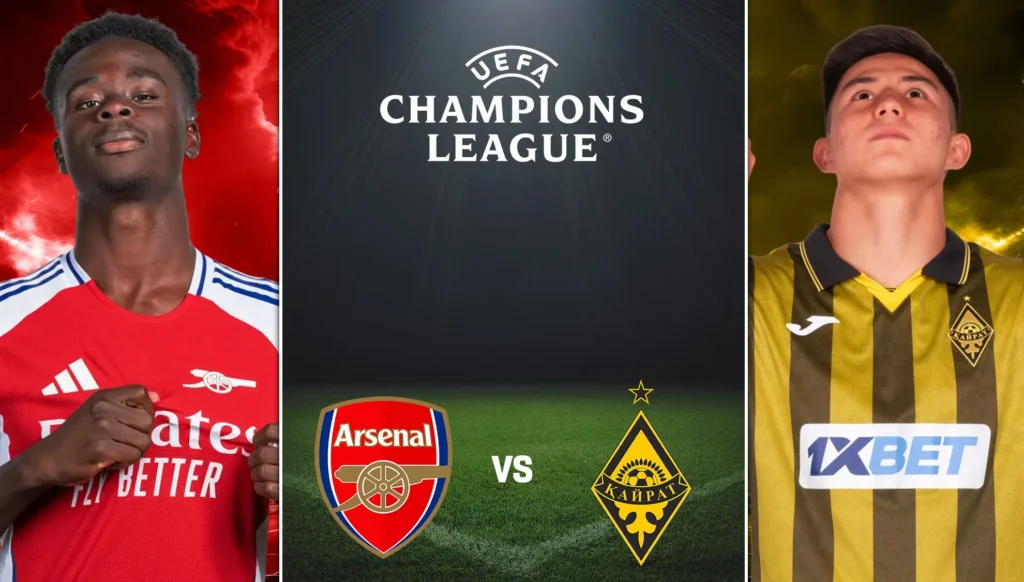 كورة استريم |تقديم مباراة أرسنال وكايرات ألماتي في دوري أبطال أوروبا 2025/2026