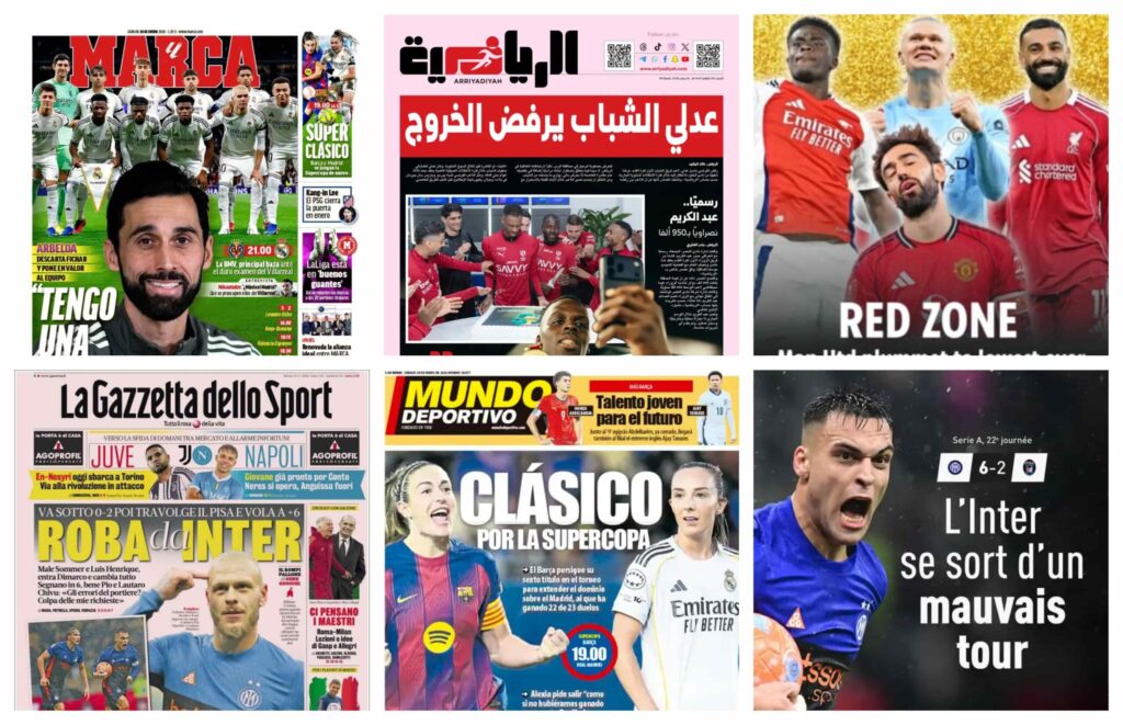 كورة استريم |أبرز عناوين أغلفة الصحف الرياضية العالمية: “أربيلوا: لدي فريق استثنائي”