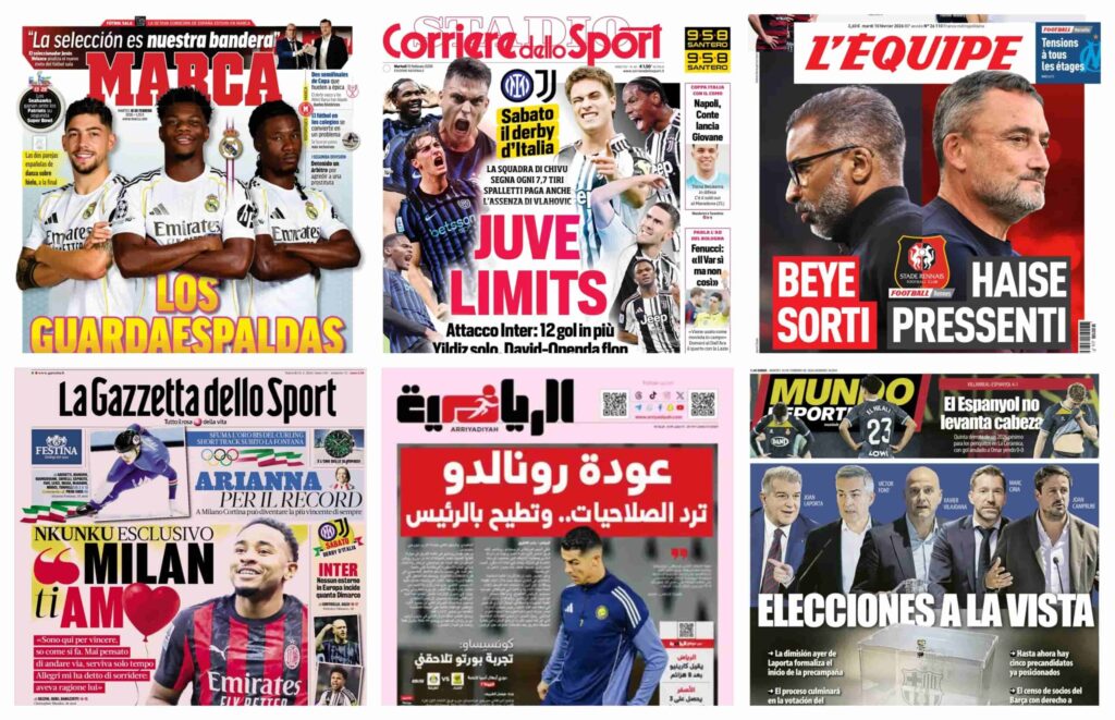 كورة استريم |أبرز عناوين أغلفة الصحف الرياضية العالمية: “زلزال في برشلونة بخروج لابورتا”