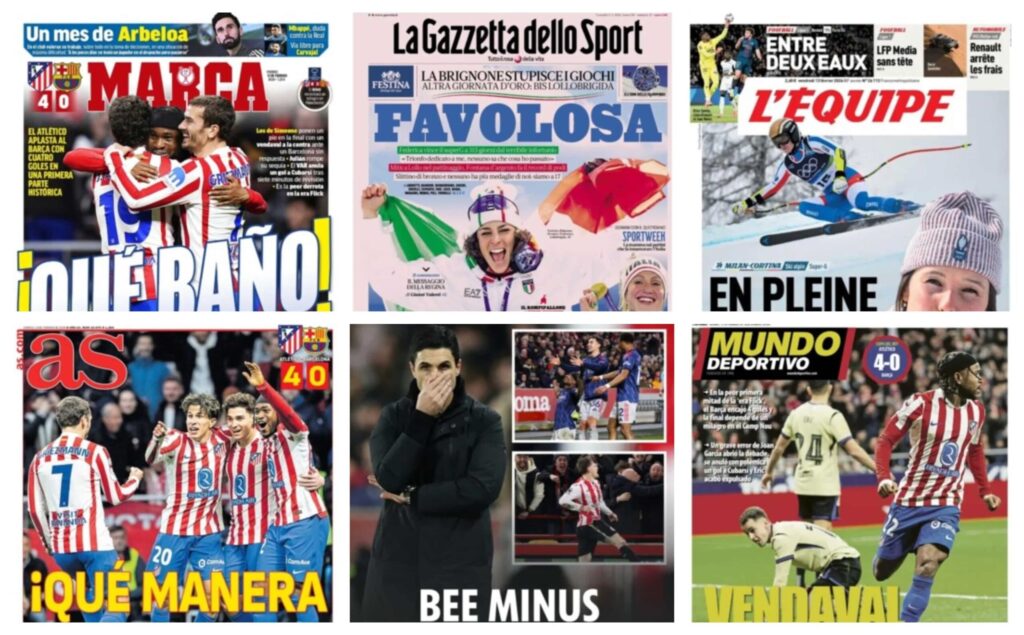 كورة استريم |أبرز عناوين أغلفة الصحف الرياضية العالمية: “هزيمة فليك التاريخية”