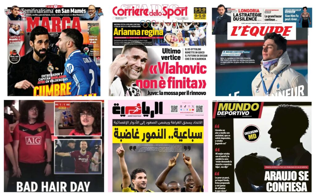 كورة استريم |أبرز عناوين أغلفة الصحف الرياضية العالمية: “إعترافات أراوخو الصادمة”