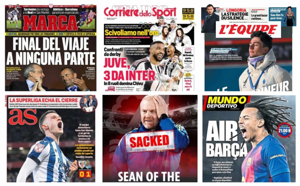 كورة استريم |أبرز عناوين أغلفة الصحف الرياضية العالمية: “إتفاق السلام التاريخي”