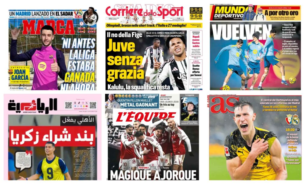 كورة استريم |أبرز عناوين أغلفة الصحف العالمية: “فليك يرمم صفوف برشلونة.. وطوارئ في لندن”