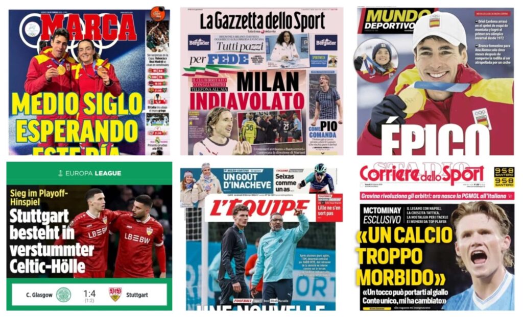 كورة استريم |أبرز عناوين أغلفة الصحف العالمية: “هدايا مجانية في البريميرليج وصراع أوروبي مشتعل”